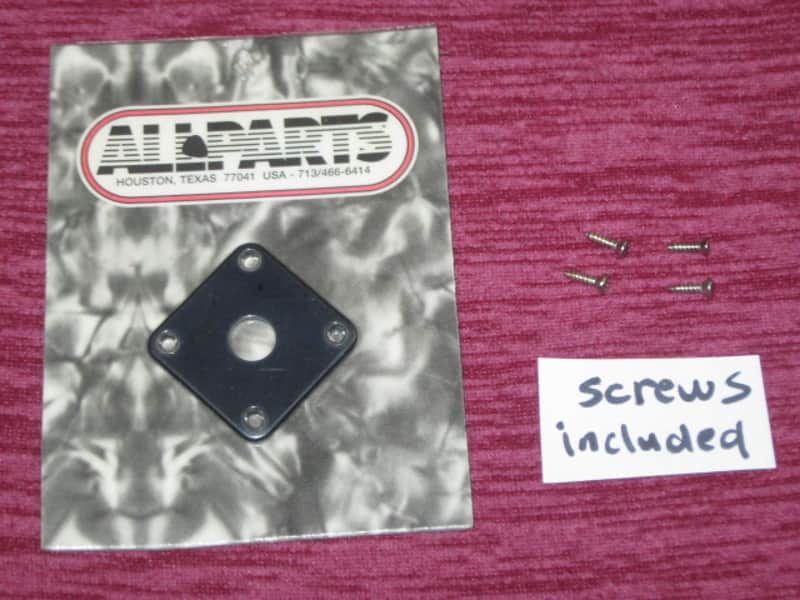 new in package Allparts AP-0633-023 Black Plastic Square Jackplate for Les Paul (this item is packaged by the manufacturer WITHOUT the screws - but I AM including screws), Allparts AP-0633-023 Black Plastic Square Jack Plate image 1