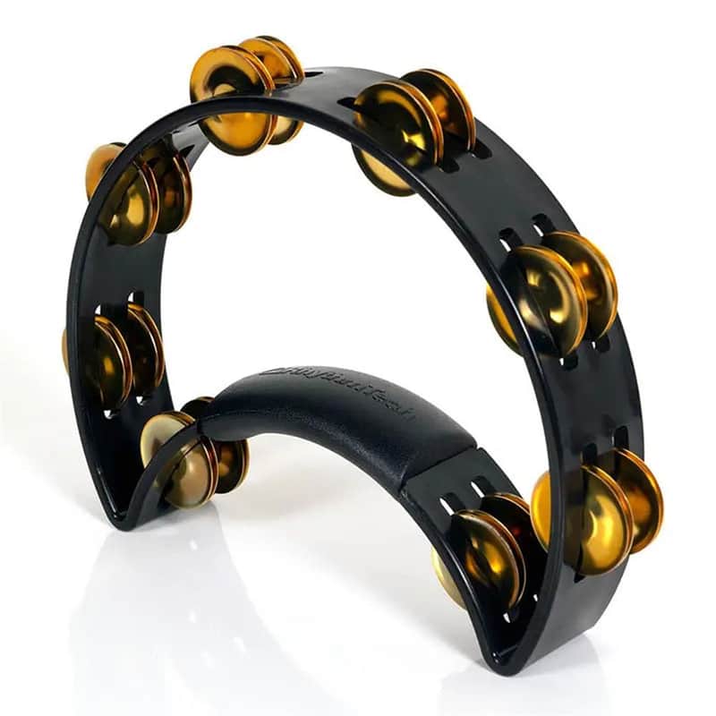 Rhythm Tech Tambourine, Black w/Double Row Brass Jingles image 1
