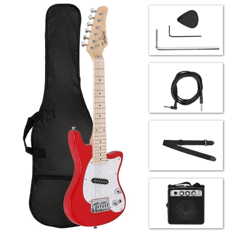 Glarry 30" Junior Red Electric Guitar Beginner Kit Mini Size For Kids With Amp image 1