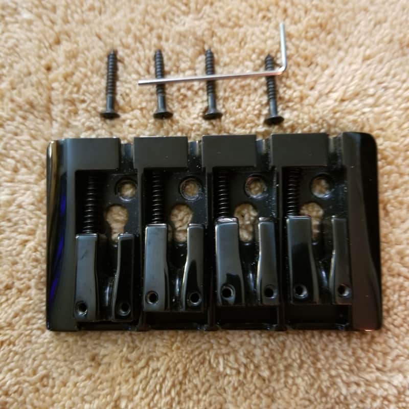 4-String Bass Bridge Black w/ Saddles Dual Load Sung-il BB104 image 1