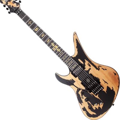 Schecter Synyster Custom-S Distressed Left Hand Electric Guitar - Satin Black (1751) image 3