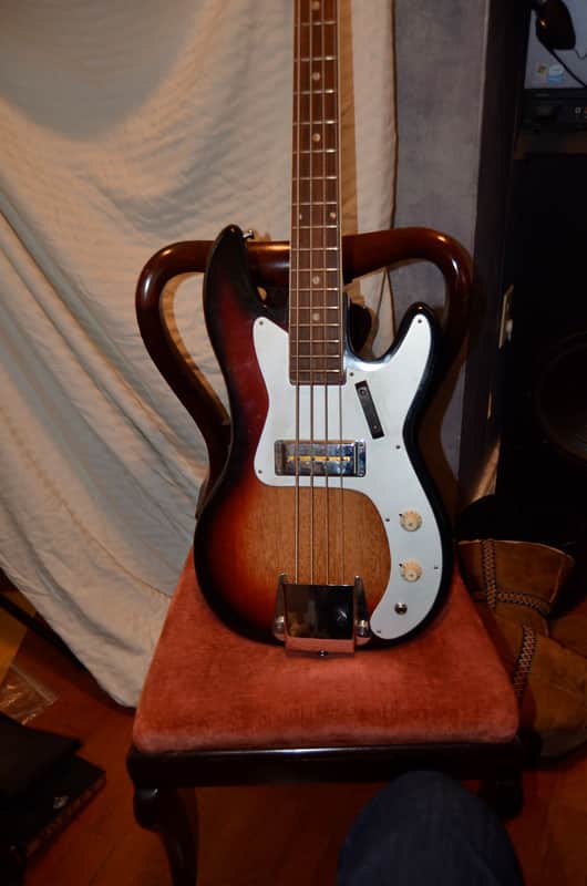 Vintage Teisco Tele/P Style Bass With Gig Bag image 1