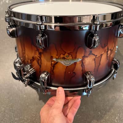 Tama Starclassic Maple 14x8" Snare Drum 2015 - Present - Molten Satin Brown Burst with Smoked Black Nickel Hardware image 2