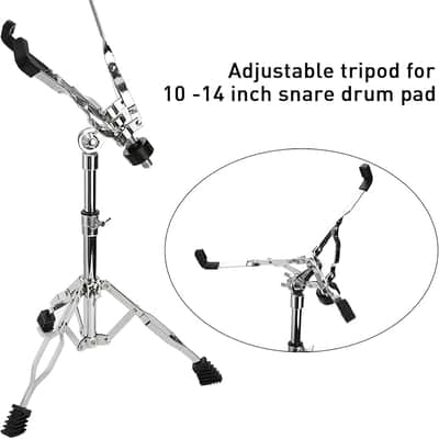 Snare Drum Stand with Drum Sticks Holder, Double Braced Tripod Snare Stand Fit for 10 to 14 Inch Snare Drum, Drum Pad, Adjustable Height 14.5 to 23 Inches for Drum Beginners, Lightweight image 3
