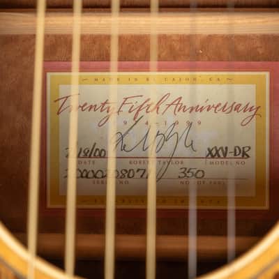2000 Taylor XXV-DR 25th Anniversary - Natural | USA Limited Edition #350 / 500 Dreadnought Acoustic Guitar Quilted Sapele 18k Gold Inlays | CoA OHSC image 18