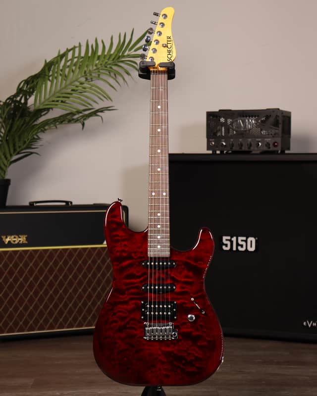 2014 Schecter USA Custom Shop California Custom Elite HSS Black Cherry Quilted Maple w/OHSC image 1