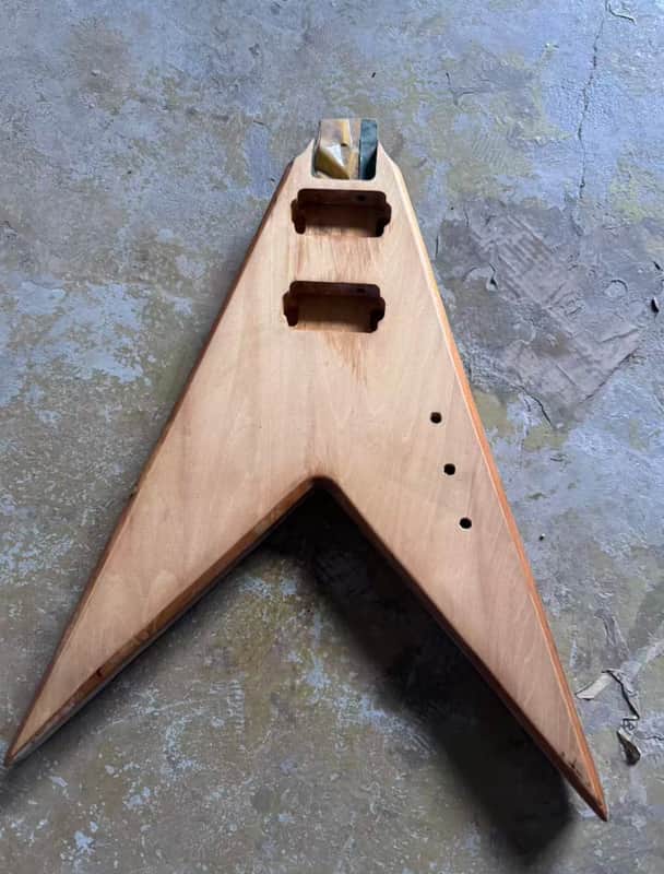Mahogany Wood Flying V Style Guitar Body DIY Project image 1
