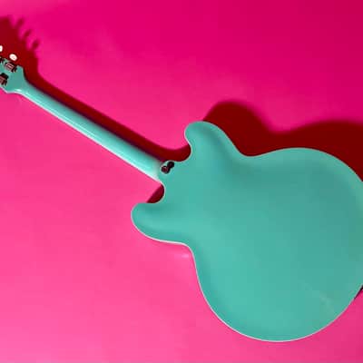 1998 Epiphone Riviera rare color Turquoise frequensator tailpiece image 14