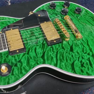 Gibson Les Paul Custom 5A Quilt Top in Transparent Green Gloss Made to Measure 2024 image 1