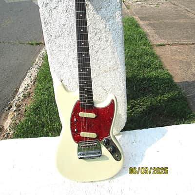 Fender Mustang Guitar, 1964, White, Kluson Tuners, Stackpole Pots, Case image 2