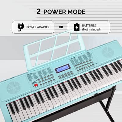 Glarry GEP-108 61-Key Portable Keyboard Set w/LCD Screen, Stand, Microphone - Blue image 6