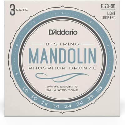 D'Addario EJ73 Mandolin Strings, Phosphor Bronze, Light, 10-38, 3 Sets image 2
