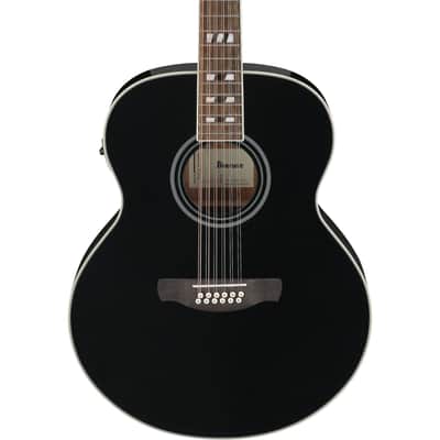Ibanez AJ7012M1E Artwood Jumbo 12-String Acoustic-Electric Guitar - Black image 1