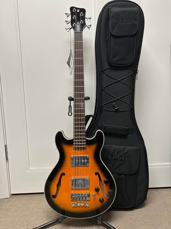 Warwick RockBass Star Bass 5-String Semi-Hollow Bass Guitar 2025 - Vintage Sunburst Transparent High Polish image 1
