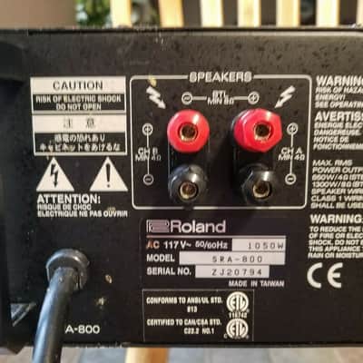 Roland SRA-800 1300 Watt Stereo Power Amplifier | Reverb