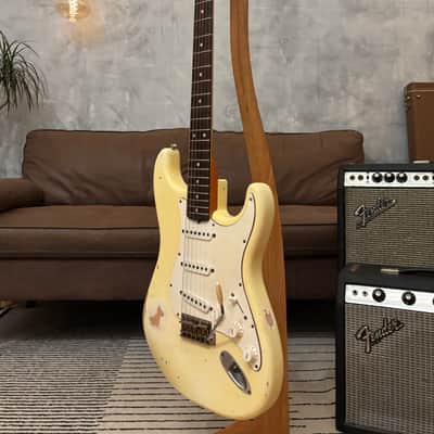 Fender Stratocaster 1962 Glas Custom Olympic White Relic Rosewood 7.4lbs w/ G&G Case image 7