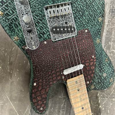 Custom Telecaster Style Guitar Tooled Alligator Leather Art Top image 9