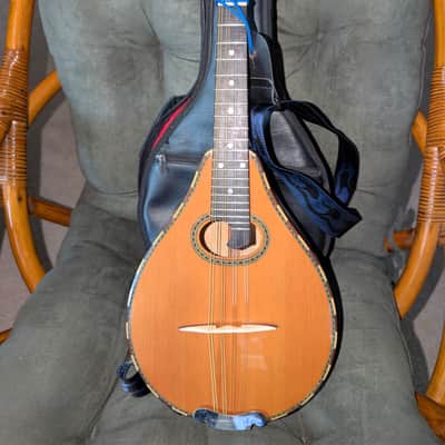 Taisamlu A-Shape Mandolin with strap and soft case.  Fresh set up.  New strings.  Nut and bridge saddle are bone.  Plays nicely.  Sounds great.  Its loud! image 9