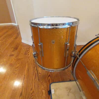 Ludwig Vintage 1966 Gold Sparkle Club Date Outfit W/ Matching Jazz Festival Snare - Amazing! image 5