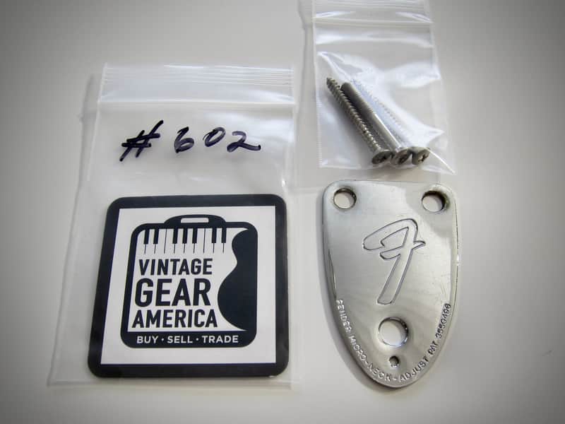 Fender Three Bolt Neck Plate with Original Screws Authentic Vintage Guitar Part Circa-1976-1981-Chrome image 1