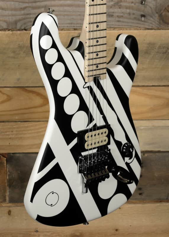 EVH Striped Series Circles Electric Guitar White & Black w/ Gigbag image 1