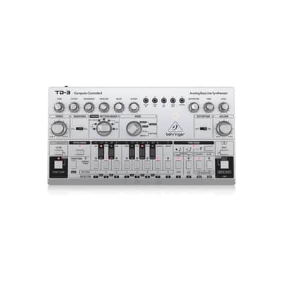 Behringer TD-3 Analog Bass Line Synthesizer with VCO/VCF, 16-Step Sequencer/16-Voice Poly Chain, Distortion Effects, Silver image 6