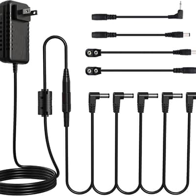 DC 9V Guitar Pedal Power Supply Adapter with 5 Way Daisy Chain Cables Fit for 9V DC 1A (1000mA) Negative Tip Guitar Effect Pedal image 1