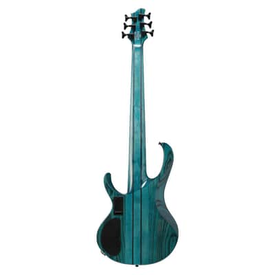 Ibanez BTB946 Standard 6-String Right-Handed Electric Bass Guitar with Rosewood Fretboard and Poplar Burl Top (Cosmic Blue Low Gloss) image 2