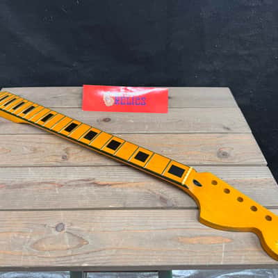 Real Life Relics Jazzmaster® Strat® Stratocaster Neck Nitro With Bound Fingerboard Black Block Inlays  LARGE Headstock JSMMBBL #15