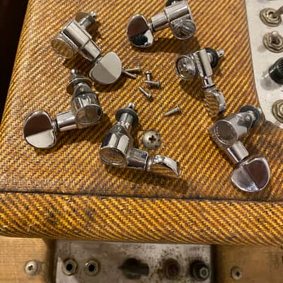 Set of vintage Pat Pend PAF USA Grover Rotomatic 102 1960s Chrome 3+3 w hardware Martin D-18 D-28 image 2