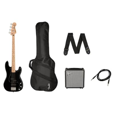 Squier Affinity Series Precision Bass PJ Pack w/Rumble 15 Amp - Black w/Maple FB image 1