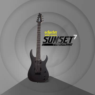 Schecter Sunset-7 Triad 7-String Electric Guitar (Right-Handed, Gloss Black) with Carrying Case image 2