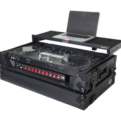 ProX XS-DDJREV5 WLTBL LED, ATA Flight Style Road Case for Pioneer DDJ-REV5 DJ Controller with Laptop Shelf 1U Rack Space Wheels and LED Black Finish image 6