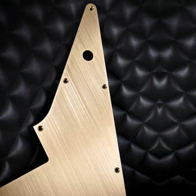 Made-to-Order - Brushed Gold Brass - 70s Explorer Pickguard Scratchplate for Gibson - Hand-finished image 2