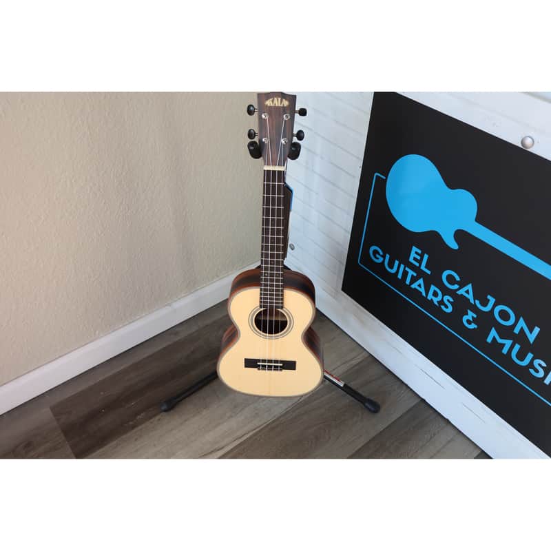 Kala KA-SSEBY-T Solid Spruce Top Striped Ebony Tenor Ukulele – Satin Finish image 1