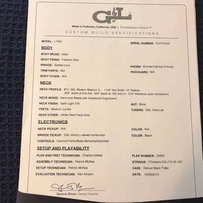 G&L L-1000 Bass 2015 Fullerton Red w/ Alnico MDF image 13