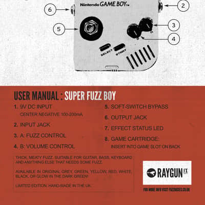 Raygun FX Gameboy Fuzz Pedal - Super Fuzz Boy Original GREY image 3