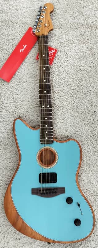 Mint Fender Acoustasonic Player Jazzmaster Acoustic Electric Guitar w/Bag - Ice Blue