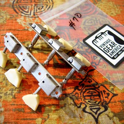 Vintage Valco Guitar Supro National Tuning Machines 3 on a side 1956-1964 - Chrome with Tulip Buttons image 8
