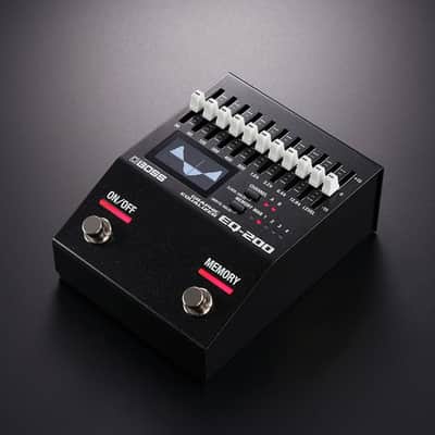 BOSS EQ-200 Graphic Equalizer Pedal Bundle with 2x 6" Right Angle Patch Cables, 12 Guitar Picks & Polishing Cloth – Dual-Channel 10-Band EQ with Memory, Stereo I/O & Graphic Display image 3