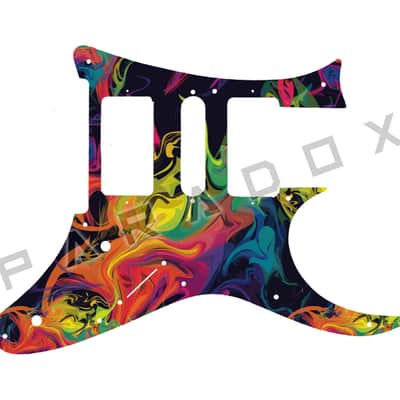 Custom Pickguard For 1997 - 2002 Made in Japan Ibanez RG550 - Rainbow Paint Swirl Graphic .090"