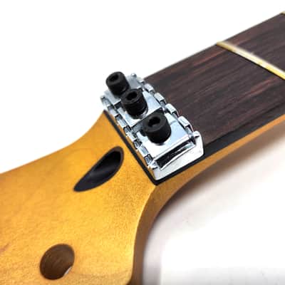 Brio Floyd Rose Nut Locking Nut T-Style Guitar Neck Rosewood 12" Radius 10 mm Holes 22 Frets Satin Finish image 1