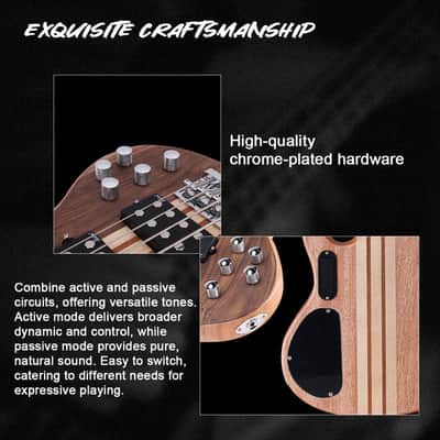 Winzz 4-String Through-Body Okoume Body with Walnut Bass Guitar image 5