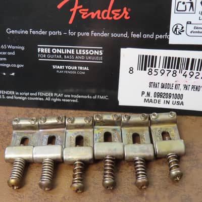 aged Fender Strat PAT PEND Stratocaster SADDLES kit PN 0992091000 USA vintage RELIC image 2