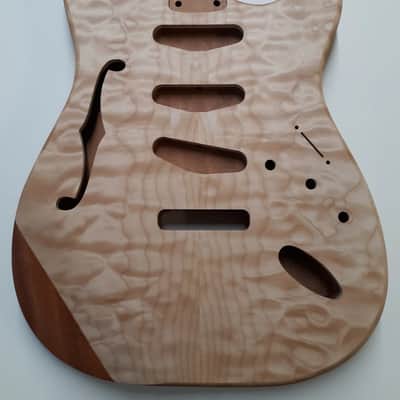 Shepard Custom Guitars Thinline Stratocaster Body Quilted Maple Top On 1pc Mahogany 2022 Unfinished image 2