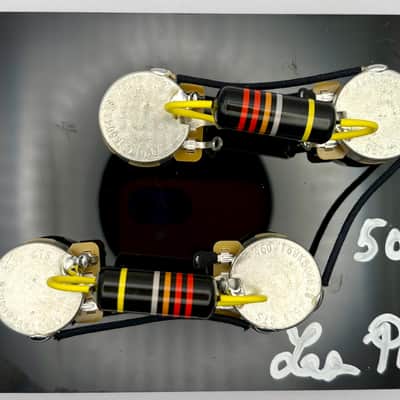 Gibson Les Paul 50s style wiring harness with new Bumblebee 0.022uF paper in oil capacitors and split long shaft pots image 1
