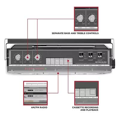 Retro Glow Boombox & Cassette Player with Bluetooth | Color-Changing LED Party Stereo image 5