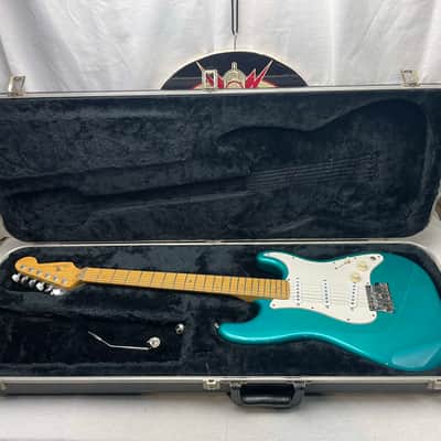 Fender PARTS Stratocaster - 1999 American Deluxe neck on 1983 Dan Smith-era Standard Strat body with Case - Transparent Teal image 1