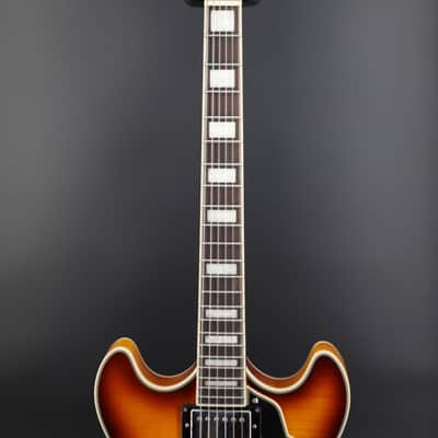 D'Angelico Premier DC Semi-Hollow Double Cutaway with Stop-Bar Tailpiece 2023 - Present - Dark Iced Tea Burst image 3