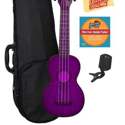Kala KA-SWF-PL Waterman Soprano Ukulele - Fluorescent Purple Gloss w/ Hard Case image 1